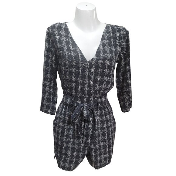 Haven Silk Romper Playsuit Jumpsuit Long Sleeve L Black - Picture 1 of 8